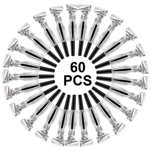 Eorbow 60 Packs Silver Noise Makers, Metallic Fringed Party Blowers, Horns Musical Blowouts Whistles for Birthday Party, Sporting Events, Graduation, Party Favor Supplies Adults