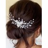 Yean Pearl Bride Wedding Hair Comb Sliver Crystal Bridal Hair Piece Leaf Hair Accessories for Women and Girls