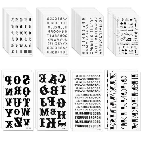 ZZXLLRO 48 Sheets Custom Temporary Tattoos, Self-adhesive Fake Letters Stickers, Waterproof Black...