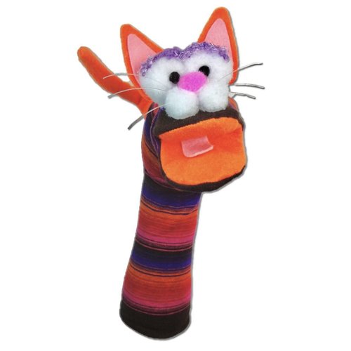 Knitted Hand Puppet with Movable Mouth- Colorful Girl and Boy Puppets - Fun Puppet for Kids - Theatre Sock Puppet for Toddlers- Handmade Educational Children Puppet Animals (Cat)