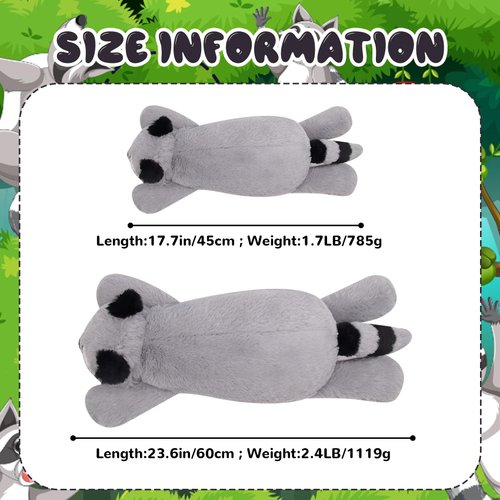 Bekrgwiy Raccoon Plush,17in Raccoon Stuffed Animal,Weighted Stuffed Animals,Raccoon Plushie Doll Toy for Kids Boys Girls,Gift for Birthday Halloween Christmas