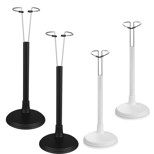 jarbins 4 Pcs Doll Stand, Action Figure Stand Display Holder for 12'' - 18'' Dolls 2Pcs 12 Inch Doll Display Holder in White and 2 Pcs Doll Stands in Black Dollhouse Decor