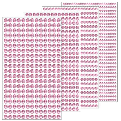 1799 Pcs 4 Sheets Rhinestone Stickers 3/4/5/6 mm Self Adhesive Rhinestones Gems for Face Eyes Makeup Hair Body (pink-3/4/5/6mm)