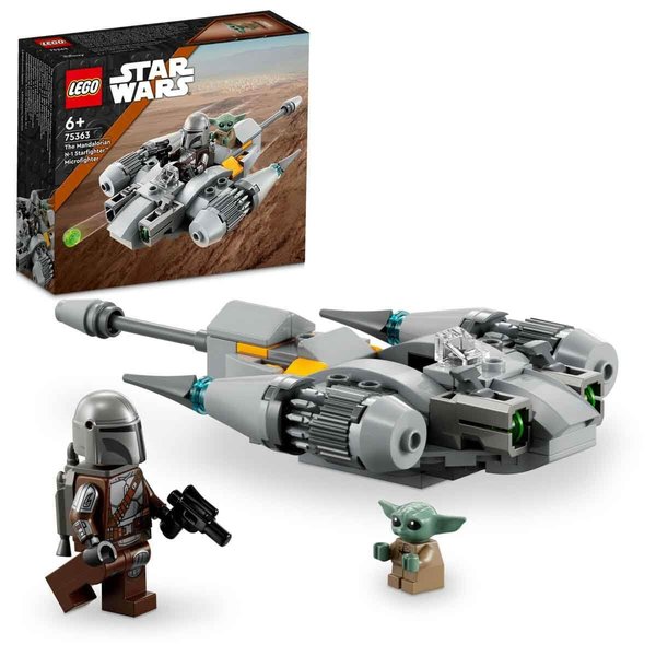 LEGO 75363 Star Wars Microfighter N-1 Mandalorian Hunter Construction Toy Boba Fett Book Vehicle with Grogu Baby Yoda Figure, Gift for Kids, Boys, Girls from 6 Years