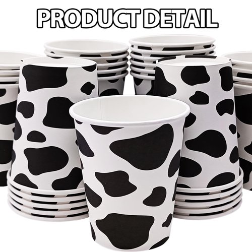 EaciTown 50 Pcs Cow Cups Cow Print Paper Cups Cowgirl Cups Cow Party Favors Farm Birthday Party Supplies Cowgirl Baby Shower Decorations
