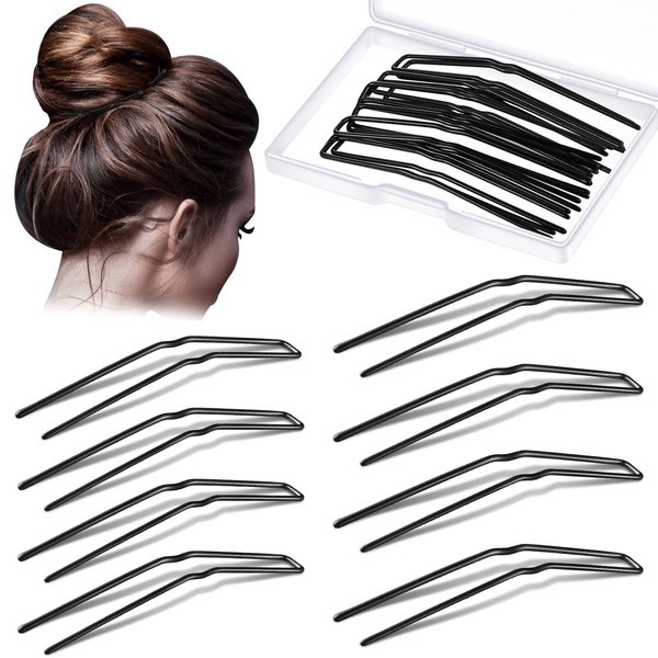 36 Pieces U Shaped Hair Pins Ballet Buns Bobby Pins U Hair Styling Pins Metal U Bun Hair Pins for Updo Bun Bobby Pins for Women Girls Lady Thick Thin Long Curly Hair(Black, 2.5 Inches)