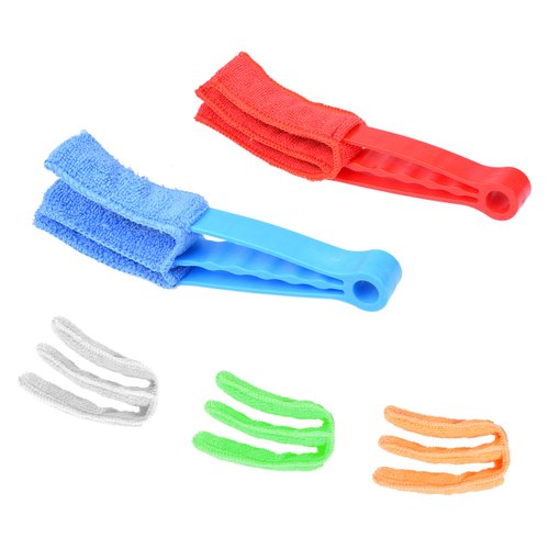 Window Blind Cleaner - 2 Clamps and 5 Removable Sleeves - Ideal Duster Cleaning Tool for Blinds, Shutters, Shades, Air Conditioner Vent Covers, etc. - Quick, Easy, Washable, Reusable - Firm Wipe