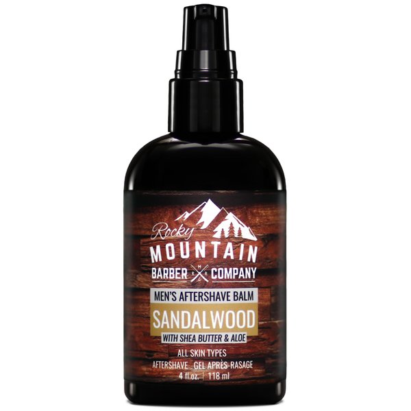 Rocky Mountain Barber Company Aftershave Balm for Men – with Sandalwood Essential Oil, Coconut Oil and Shea Butter – Applies Easily - 4 oz