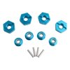 GDOOL 12mm Wheel Hex Hubs Drive Adapter 5mm Thick & Flange M4 Lock Nuts Aluminum for Redcat Axial HSP WLtoys Himoto RC Truck Model Car Upgrade Parts (Blue)