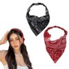 Boho Triangle Bandana Headband Christmas Headbands for Women Bohemian Hair Kerchief Scarf Boho Wide Non Slip Headbands for Women Stretchy Workout Yoga Sports Headband 2 PCS