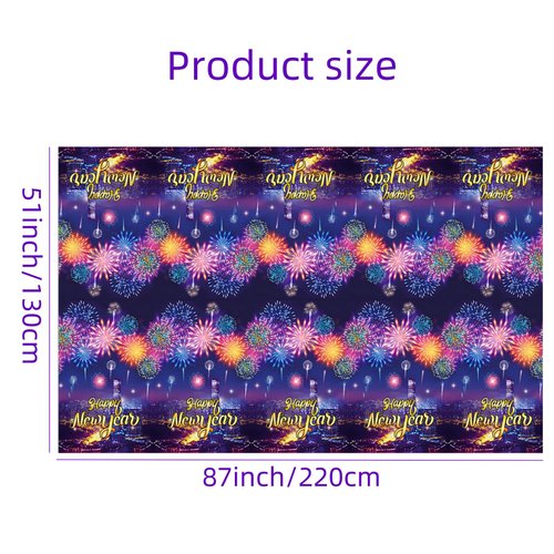 YVAINE 3 Pieces Happy New Year Tablecloths 54x87 Inch New Years Eve Party Table Cover Happy New Year Decorations Plastic Tablecover 2025 New Years Eve Party Supplies