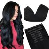 GOO GOO Clip in Hair Extensions Real Human Hair, 16inch 130g 9Pcs, 1 Jet black, Remy Human Hair Extensions Clip ins for Women, Natural Human Hair