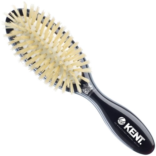 Kent CSGS Classic Shine Small Oval Cushion Straightening Brush and Hair Detangler Natural White Boar Bristle Hair Brush, Shine Hair Brush and Scalp Scrubber for Mid-Length Fine or Thinning Hair