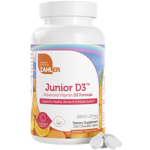 Zahler Junior D3 Vitamins 1000 IU - Chewable Vitamin D3 for Kids - Vitamin D for Kids to Support ...