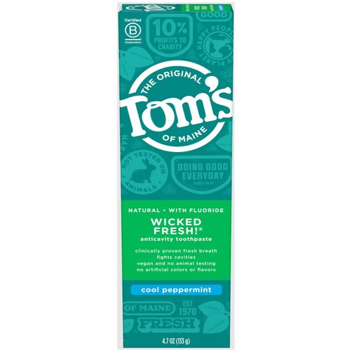 Tom's of Maine Natural Wicked Fresh Fluoride Toothpaste Cool Peppermint 4.70 oz (Pack of 4)4