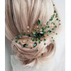 BERYUAN Women Bridal Teardrop Emerald Green Crystal Hair Comb Wedding Hair Accessory Rhinestone Hair Piece Party Headress for Bride Bridesmaid