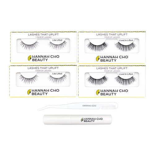 False Lashes for Monolids Starter Kit - Natural Eyelid Lifting Strip Eyelashes with Lash Applicator and Lash Adhesive - Best Lashes for Asian Eyes - Hannah Cho Beauty