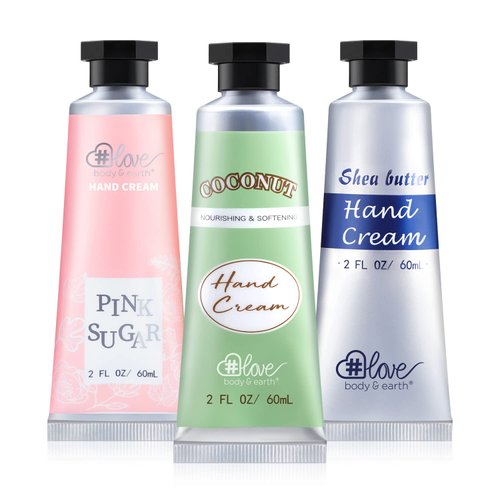 Hand Cream Gift Set - Hand Cream for Women, Shea Butter, Argan Oil, Vitamin E, Moisturizing Hand Care Cream for Dry Hands, 3x2.0 oz Travel Size Hand Lotion Set, Christmas Gift Set for Women