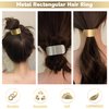 Gold and Silver Metal Hair Ties, 2 PCS Set Elastic Ponytail Holders with Geometric Design for Women & Girls No Damage Metal Hair Bands Hair Tie Fashionable Accessories for Thick and Thin Hair