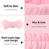 AMCAMI 6 PCS Spa Headband with Wristband Face Wash Set Makeup Headband and Wristband Towel for Washing Face Cosmetic Skincare Headband for Girls Microfiber Make up Headbands Wristbands (Solid pink)