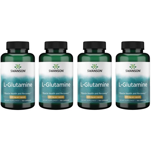 Swanson Amino Acid L-Glutamine 500 Milligrams 100 Capsules 4 Pack