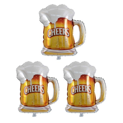 Soochat Beer Cup Mylar Balloons Beer Mug Cheers Foil Balloons for Birthday Wedding Party Decoration 3Pcs