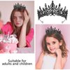 CAVETEE Princess Crown and Birthday Princess Sash,Black Birthday Tiara With Glitter Sash for Princess Party Decorations Happy Birthday Accessories Birthday Crown and Tiara for Women Girls