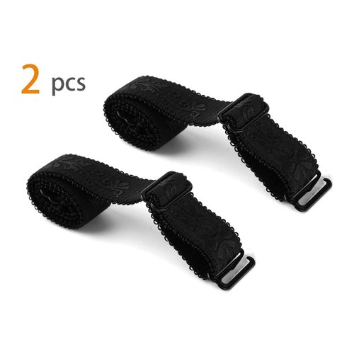 Allegra K Woman Lady Black Adjustable Visible Elastic Shoulder Bra Straps 2 Pcs