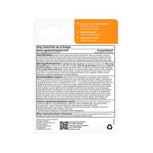 thinkbaby Sunscreen Stick, White/Orange, 0.64 Ounce (2 pack)