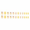 MISUD Press on Nails Short Round Fake Nails Glossy Glue on Nails Yellow Acrylic Nails Oval Artificial Nails Cute Summer Lemon False Nails with Design 24 pcs