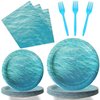 gisgfim 96 Pcs Ocean Sea Plates and Napkins Party Supplies Ocean Waves Birthday Party Tableware Set Sea Theme Party Decorations Favors for Birthday Baby Shower for 24 Guests