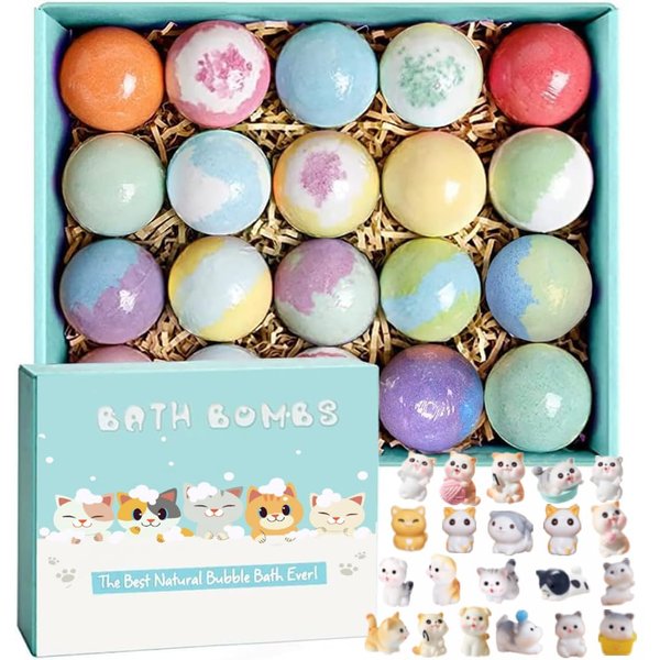 Kids Bath Bombs with Surprise Inside, 20 Pack Kids Bath Bombs Gift Set, Natural Organic Bubble Bath Kids Foam Bath, Kids Birthday Gifts for Girls Boys