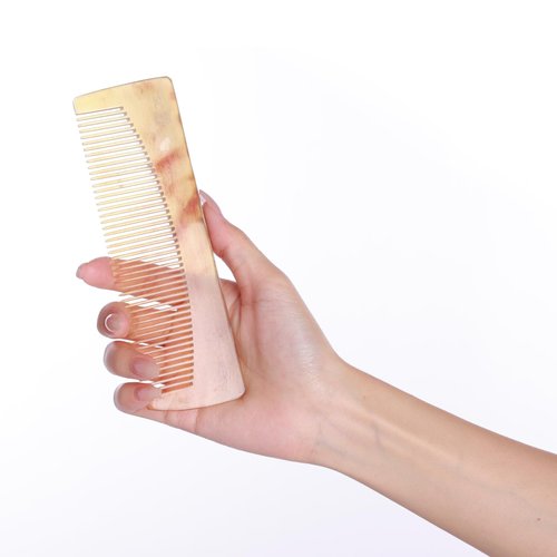SC123 Real Ox Horn Hair Growth Comb, 6.3 inch Fine Tooth 100% Handmade Combs Detangler with Anti-static, Detangling, Massage, Scalp Gua sha for Women, Men