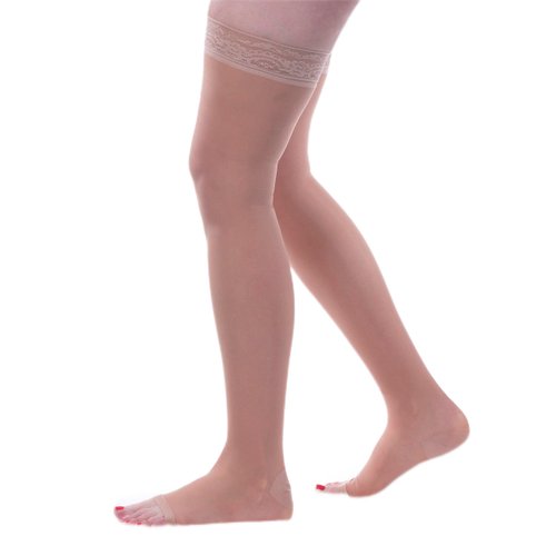 Allegro 20-30mmHg Essential 9 Sheer Compression Stockings - Thigh High, Open Toe, Compression Stockings for Women