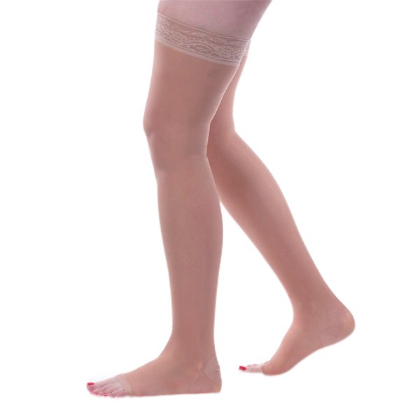 Allegro 20-30mmHg Essential 9 Sheer Compression Stockings - Thigh High, Open Toe, Compression Stockings for Women