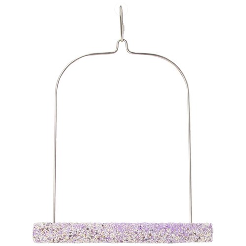 PENN-PLAX Bird-Life Trimmer Plus Cement Bird Swing – Naturally Trims Nails & Beak – Assorted Colors – 7” Wide