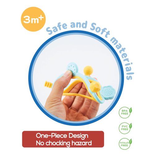 BaBeloved The Hexy Baby Teething Toys Multiple Texture Sensory Montessori Baby Teether Toys Soft Food-Grade Teethers for Babies Rattling Teething Relief, Chew Toy for Babies 0-12 Months, BPA Free