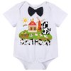 Wosixima Baby Boys 1st Birthday Farm Bodysuit Outfit,First Birthday Cake Smash Romper Cosplay Costume for Infant Boy,Newborn Short Sleeve Shirt Bowtie Suspenders Shorts Pants Suit,6-12Months