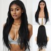 MISS FANCY 24 Inch Box Braided Wigs for Black Women 13x4 Lace Front Wig Twist Dreadlock Afro Curly Black Wigs Handmade Synthetic Cornrow Braided Knotless Pre-plucked Wigs with Baby Hair