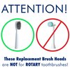 Sonic-FX Replacement Electric Toothbrush Heads Compatible with Fairywill, Sonic-FX and SnapWhite for Adults and Kids | Soft Charcoal/Nylon Bristles Sonic Replacement Toothbrush Heads (White,Pack of 4)