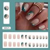 Nude Press on Nails Medium Coffin Fake Nails Green French Tip False Nails With Gold Foil Designs Full Cover Stick on Nails Square Acrylic Artificial Nails Stick on Nails for Women Girls 24Pcs