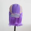 Aprilhair Pre-plucked Purple Bob Lace Front Wigs Glueless 130% Density Short Cut Straight Brazilian Virgin Human Hair With Baby Hair Full And Thick (12 inch)