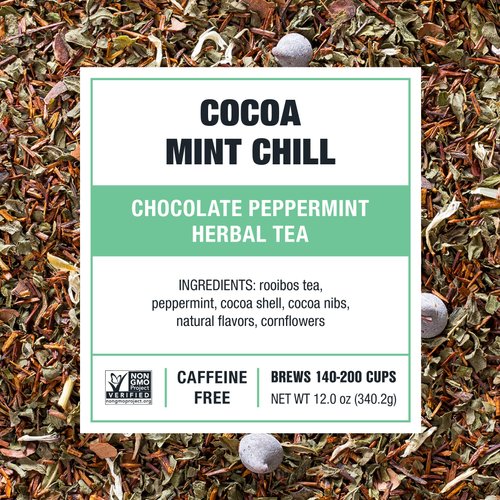 Tiesta Tea - Cocoa Mint Chill | Chocolate Peppermint Herbal Tea | Premium Loose Leaf Tea Blend | Non-Caffeinated Tea | Make Hot or Iced Tea & Brews Up to 200 Cups - 12 Ounce Resealable Bulk Pouch
