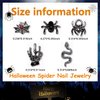 WOKOTO 50pcs 3D Black Metal Nail Charms For Nail Art 3d Halloween Charms For Acrylic Nails Black Spider Snake Skull Hand Alloy Nail Jewelrys For Women Girls Halloween Holiday Nail Gems Accessories