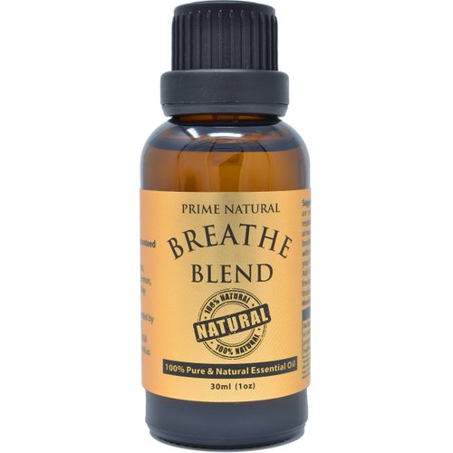 Prime Natural Breathe Essential Oil Blend 1oz - Pure, Undiluted, Therapeutic Grade for Aromatherapy, Scents & Diffuser - Sinus Relief, Allergy, Congestion, Cold, Cough, Headache