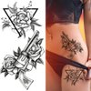 Temporary Tattoo Stickers Sketch Flower Blossom Sexy Tattoo Stickers Waterproof Lasting Fake Tattoos for Girl Women Shoulder Arm Chest Leaf Tatoo Adults Beauty Sheet of 16