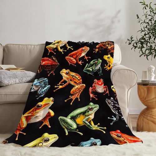 Frog Blanket Gifts for Girls Boys Soft Warm Plush Frog Animal Throw Blanket Flannel Fleece Fuzzy Colorful Frog Blanket for Kids Lover Bed Couch Living Room Decor 50"X40"