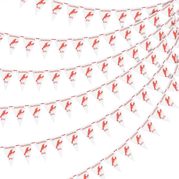 13.1 ft Crawfish Pennant Banner Mardi Gras Hanging Banner Decorations for Crawfish Party Supplies (3 Pack)