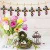 Haooryx 24 Pack Prayer Cross Trees Craft Kit Make Your Own Cross Tree Hanging Ornaments DIY Thankful Craft Supplies for Kids Faith Trust Love Religious Sunday School Church Party Decor