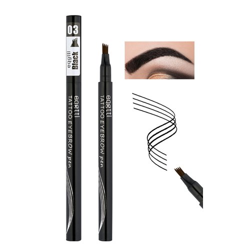 YUANLI Microblading Eyebrow Pen, Waterproof Eye Brow Pencils for Women With 4 Micro-Fork Tip, Liquid Brow Pencil, Smudge-Proof and Waterproof Eyebrow Pencil for Natural Hair-Like - Black